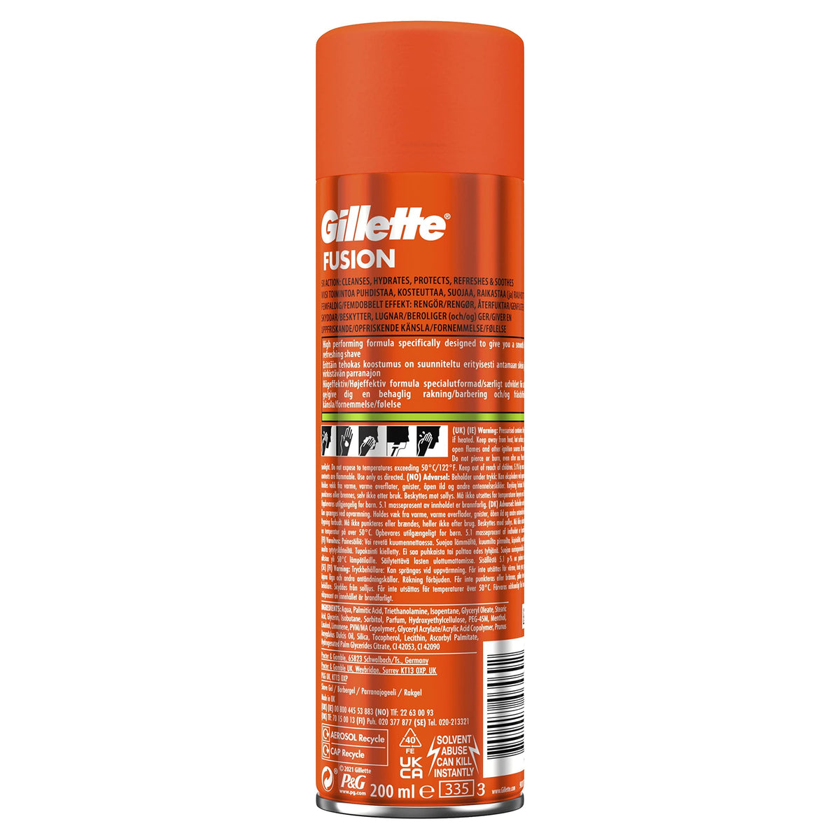 Gillette Fusion5 shaving gel cap and dispenser view