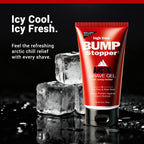 Close up of High Time Arctic Haze shaving gel tube designed to eliminate razor burn.