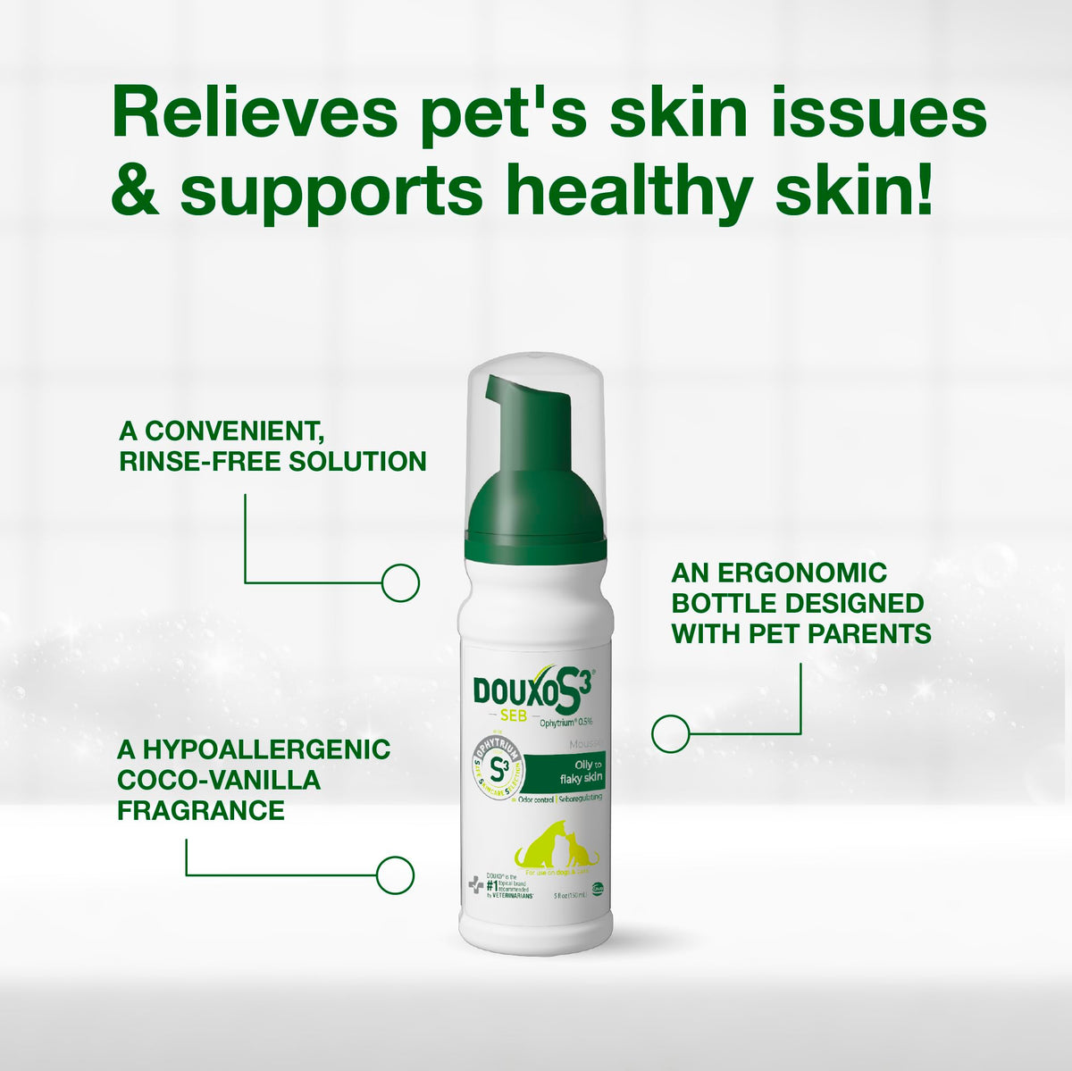 Applying Douxo S3 Seb Mousse to a dog coat