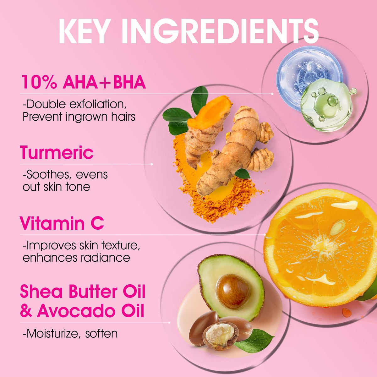 VOERUY exfoliating scrub jar showcasing ingredients list including turmeric and AHA BHA