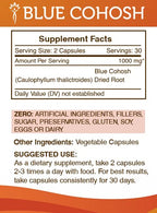 Back of Secrets of the Tribe Blue Cohosh bottle with ingredients