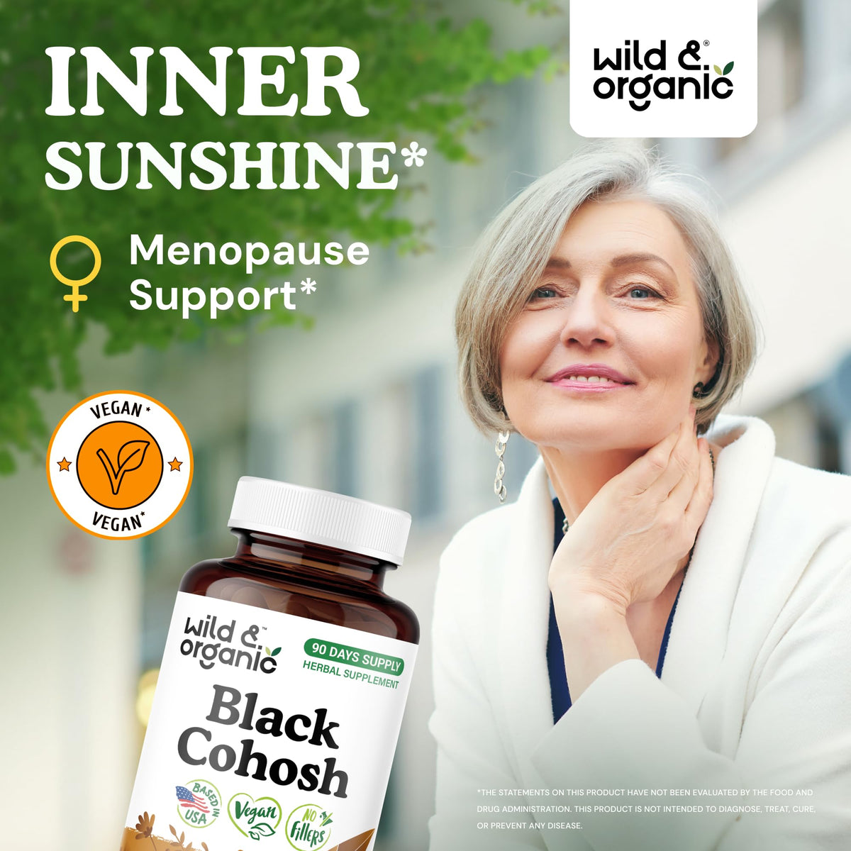 Wild & Organic Black Cohosh menopause supplement label details