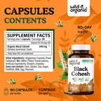 Wild & Organic 540mg Black Cohosh capsules nutritional information