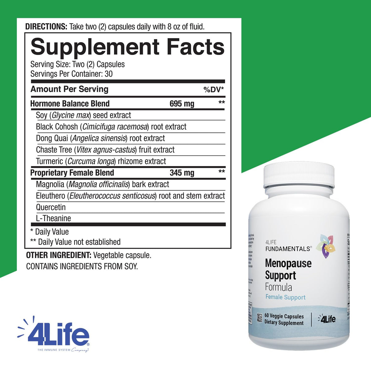 Ingredients label of 4Life BioGenistein Ultra supplement