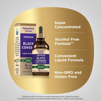Non-GMO black cohosh liquid supplement packaging details and purity certifications