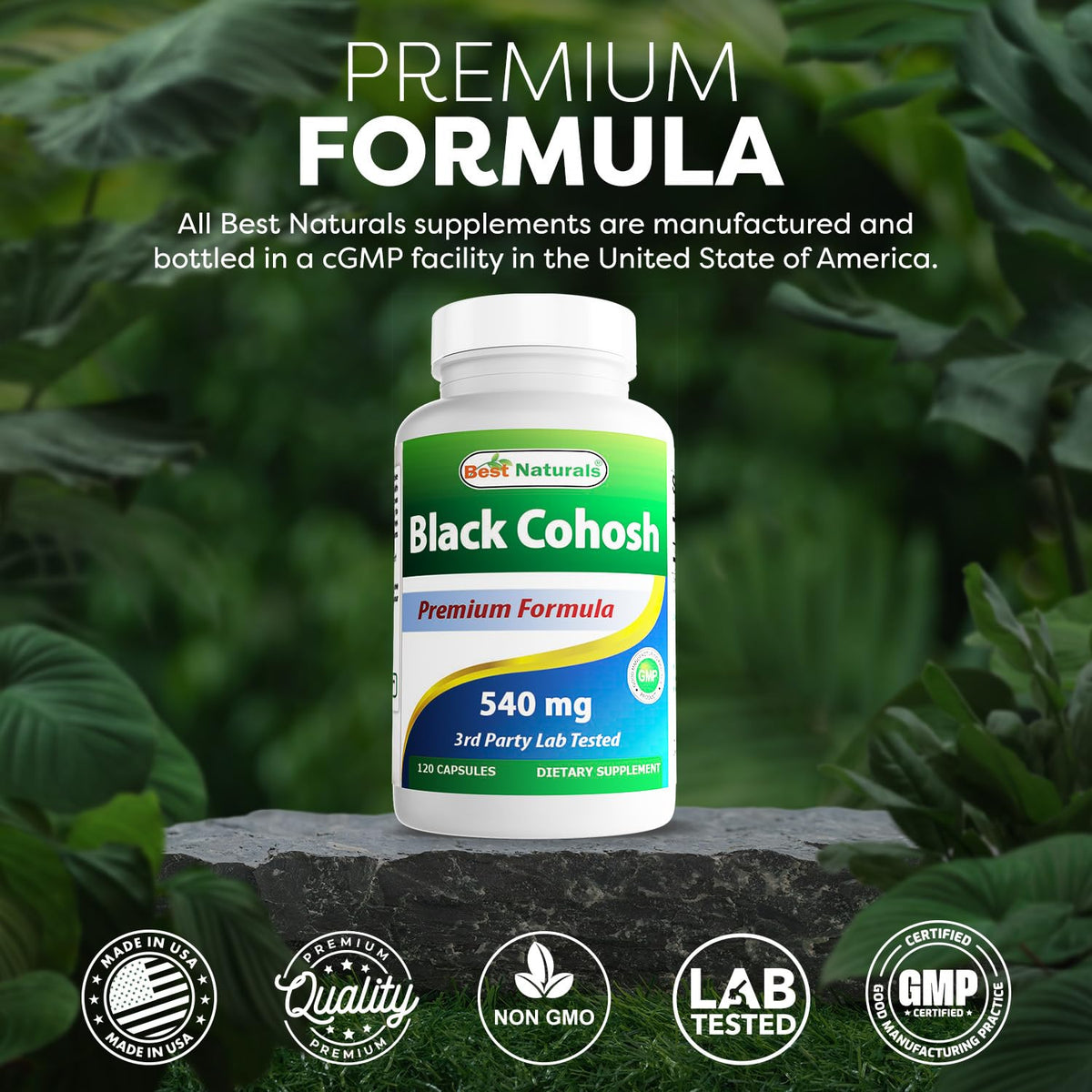 Close up of Best Naturals Black Cohosh supplement bottle cap