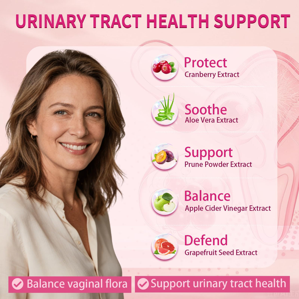 Side profile of Trawecual menopause supplement bottle