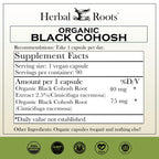 Herbal Roots black cohosh capsules menopause support label