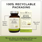 Close up of Herbal Roots vegan black cohosh root packaging