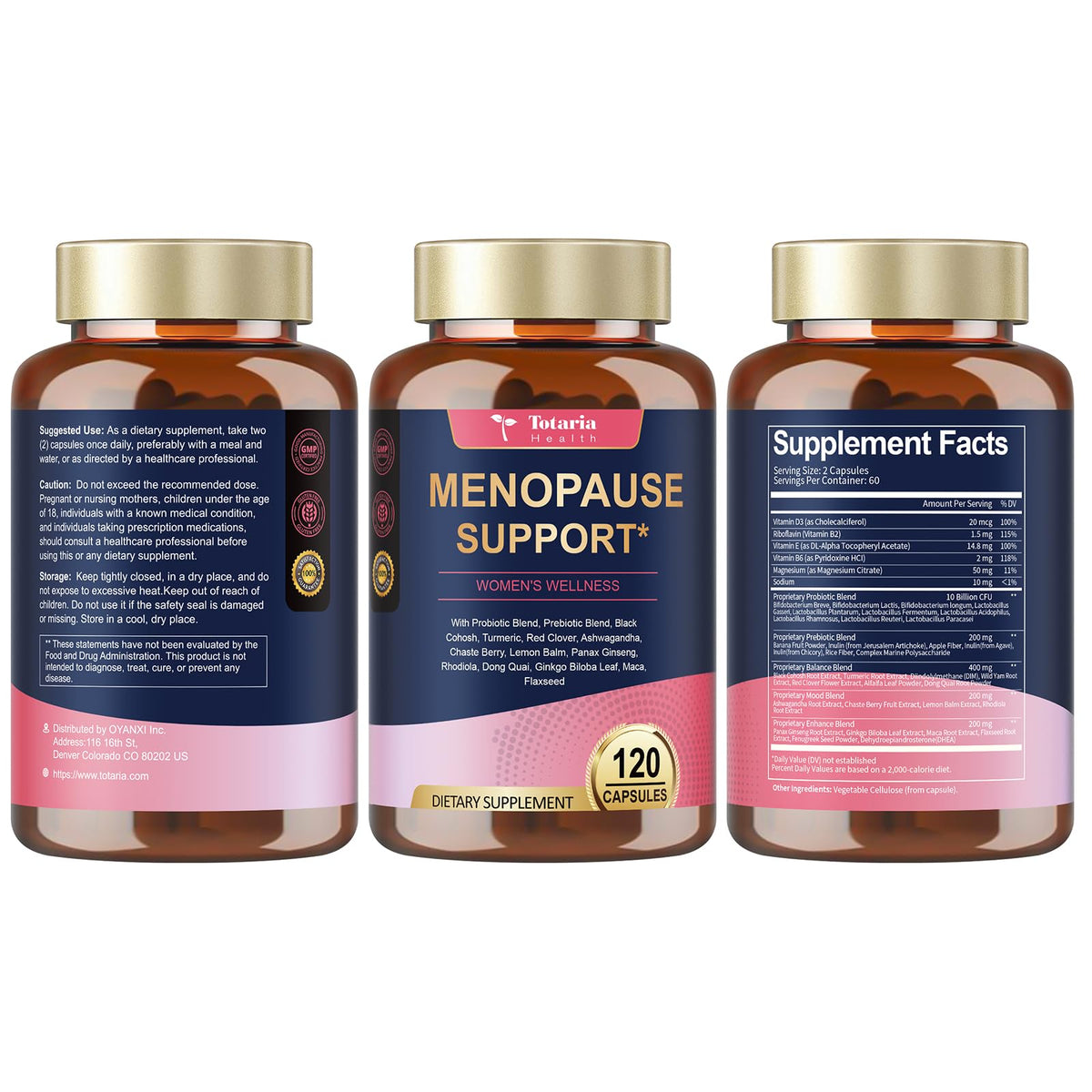 Totaria menopause supplement ingredient label detail