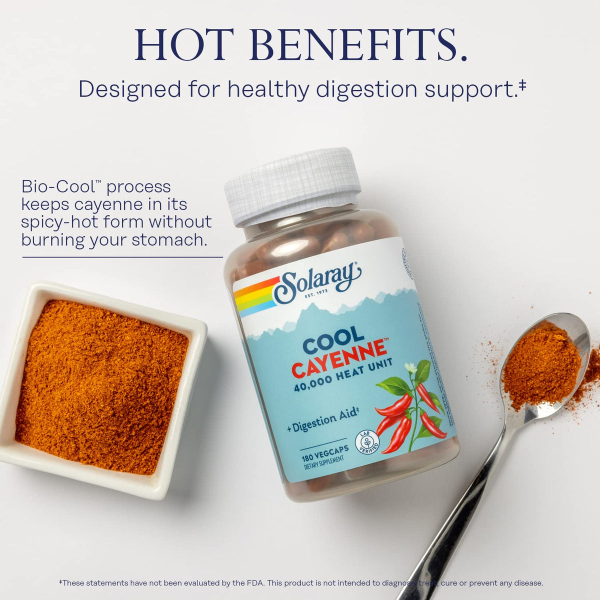 Solaray Bio Cool digestive support capsule showing cayenne powder mixture