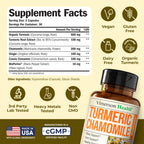 Back label of Vimerson Health Turmeric Sleep support supplement showing complete supplement facts chart