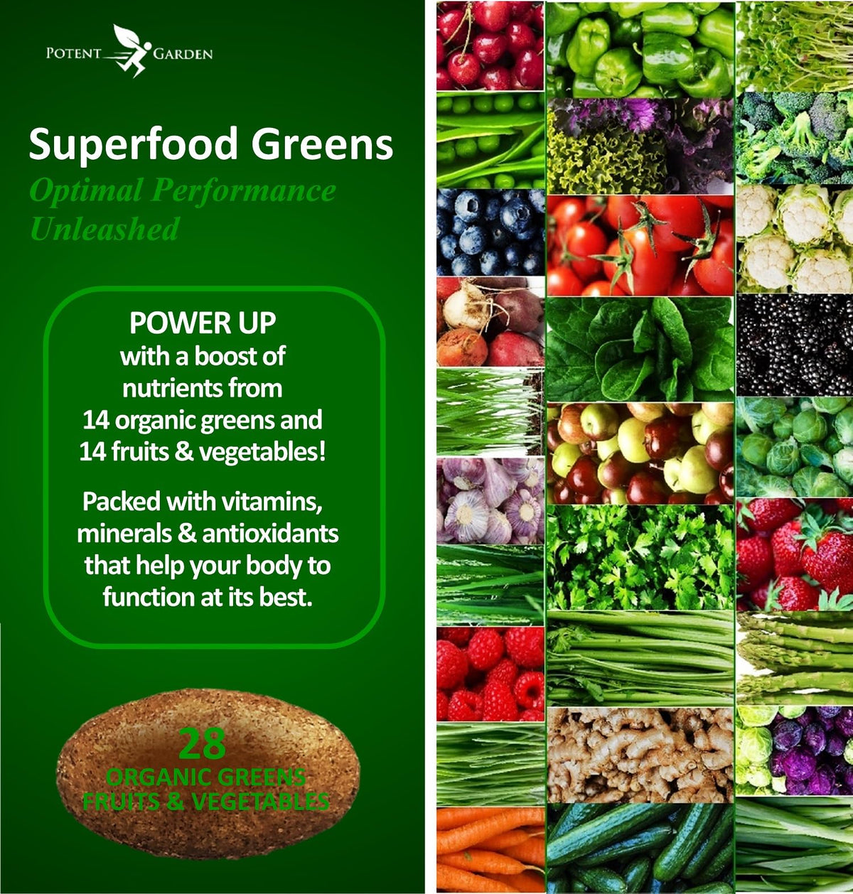 Potent Garden superfood supplement nutritional label detail