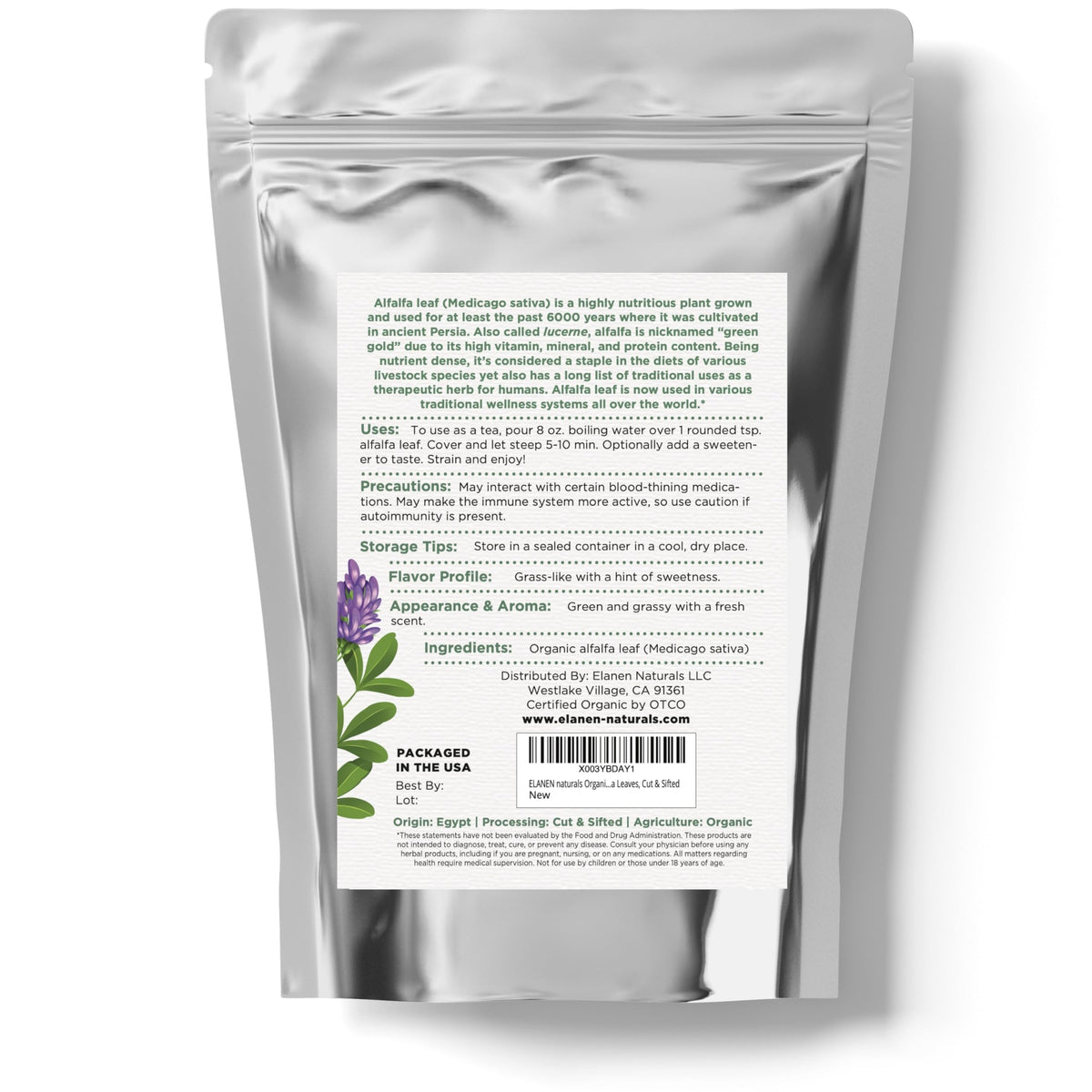 Elanen Naturals alfalfa leaf tea ready to drink with honey
