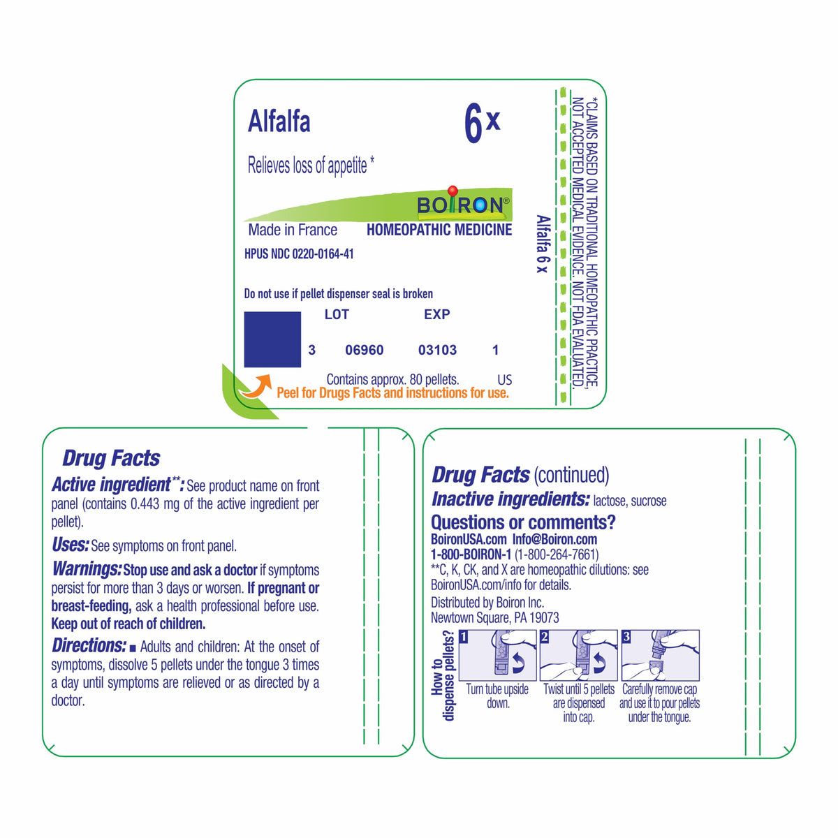 Boiron Alfalfa 6X quick dissolve pellets for adults and children