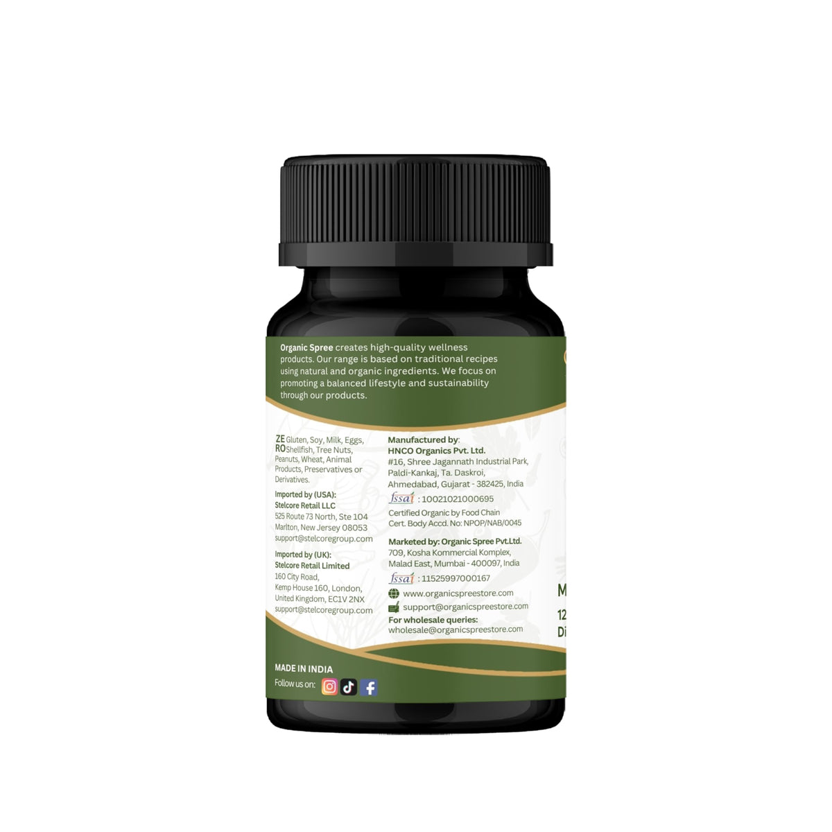 Side view of Organic Spree Alfalfa Medicago Sativa bottle