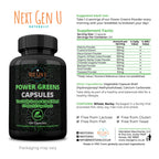 Next Gen U super greens 500 milligrams vegan capsule bottle