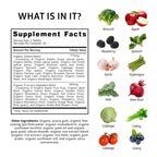 Number One Nutrition organic superfood supplement label details