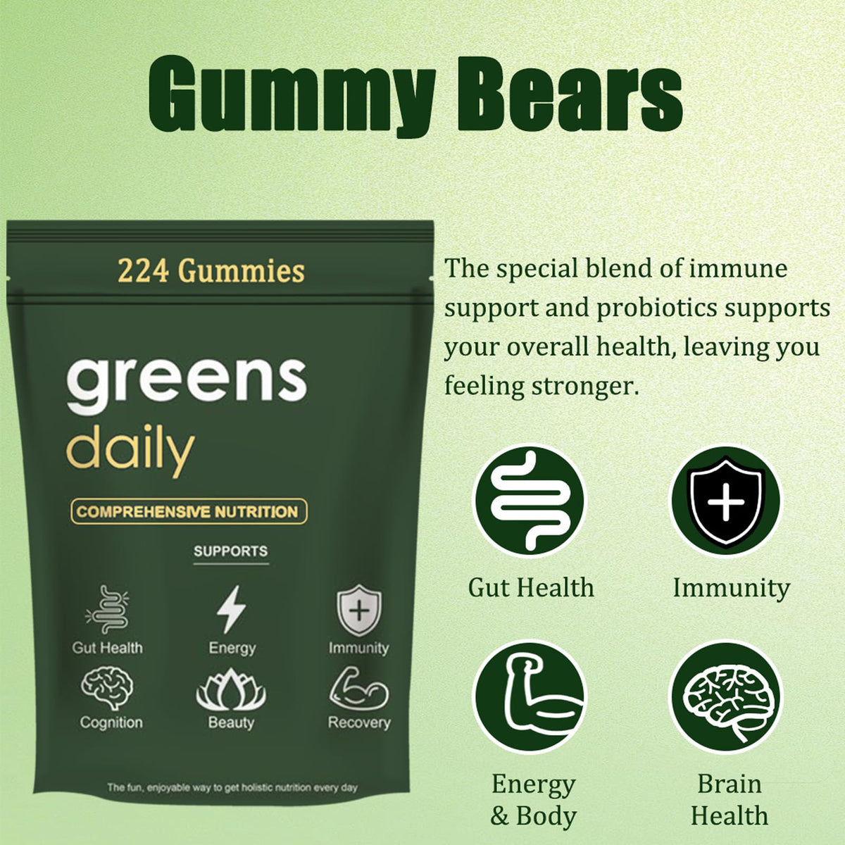 Close up of Oviaapo greens gummies texture
