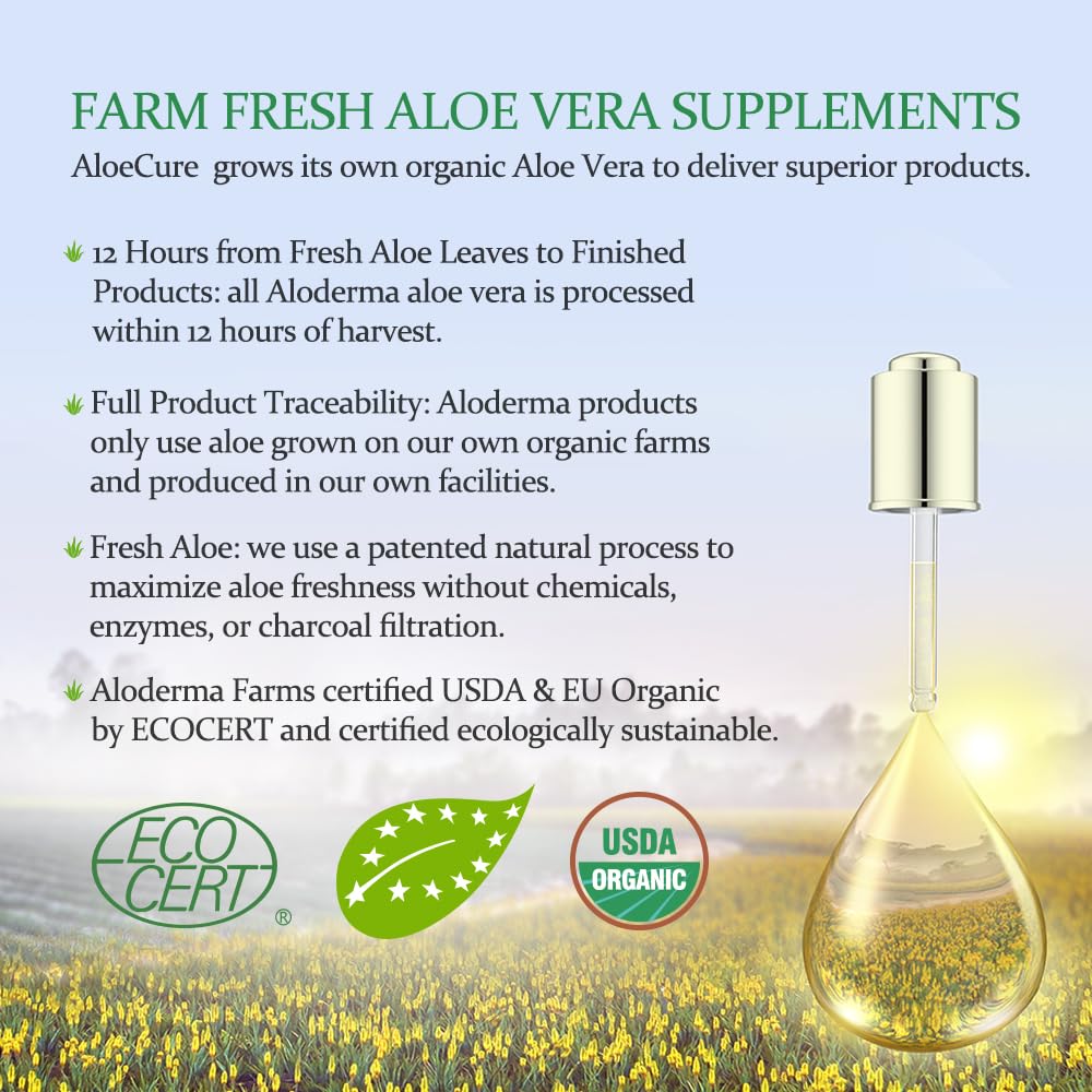 Top view of AloeCure USDA organic aloe vera juice 2 pack