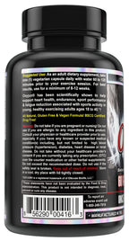 Side angle of MST Oxyjun 400mg vegetarian capsules bottle showcasing the ingredient profile and dosage instructions