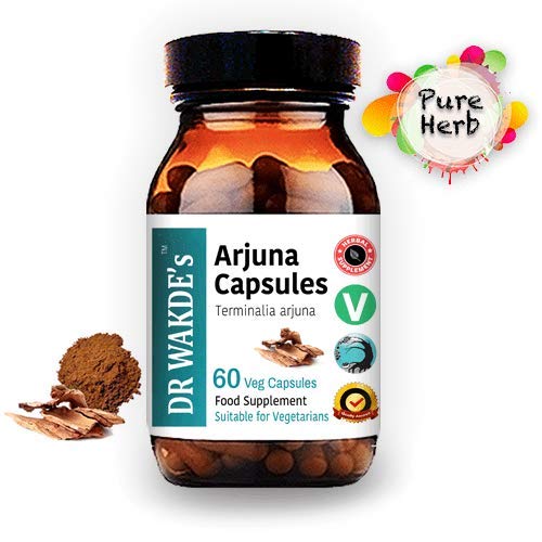 DR WAKDE'S Terminalia arjuna sixty vegan capsules clean plant based dietary supplement bottle graphics
