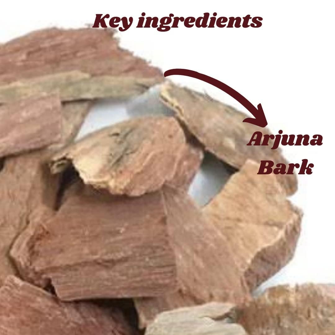 Ayurvedix Arjuna bark extract herbal supplement back label showcasing natural nutritional information.
