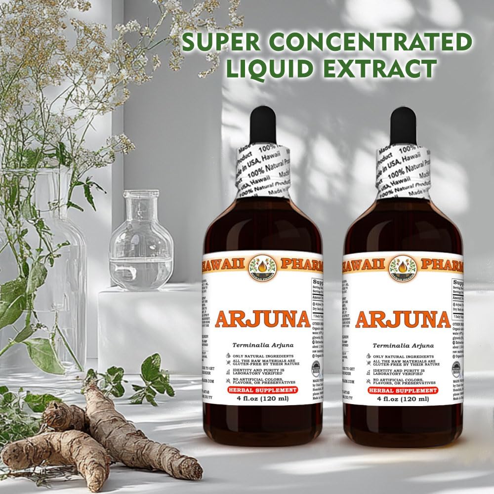 Full packaging view of Hawaii Pharm Arjuna Terminalia Arjuna premium heart health supplement.