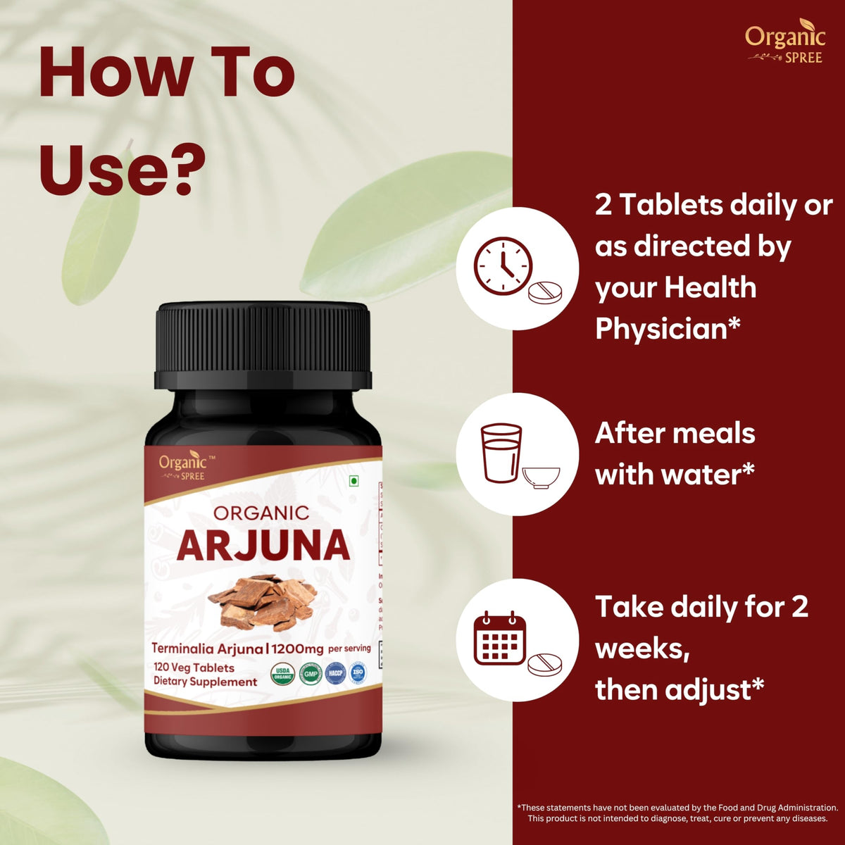 Close up of imported Organic Spree Arjuna dietary supplement for blood pressure management