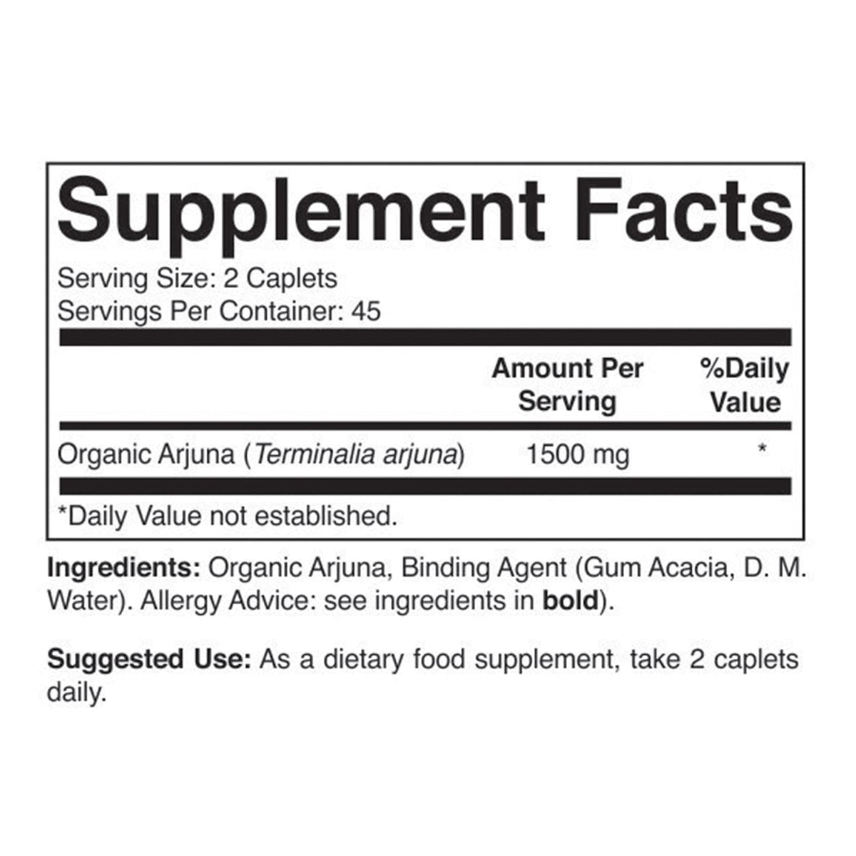 Brieofood Organic Arjuna vegetarian heart health tablets USDA organic logo view