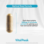 Back label of Vital Peak Artichoke Extract showing ingredients