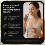 Side view of Toniiq Artichoke Extract bottle showing vegan friendly and gluten free certifications