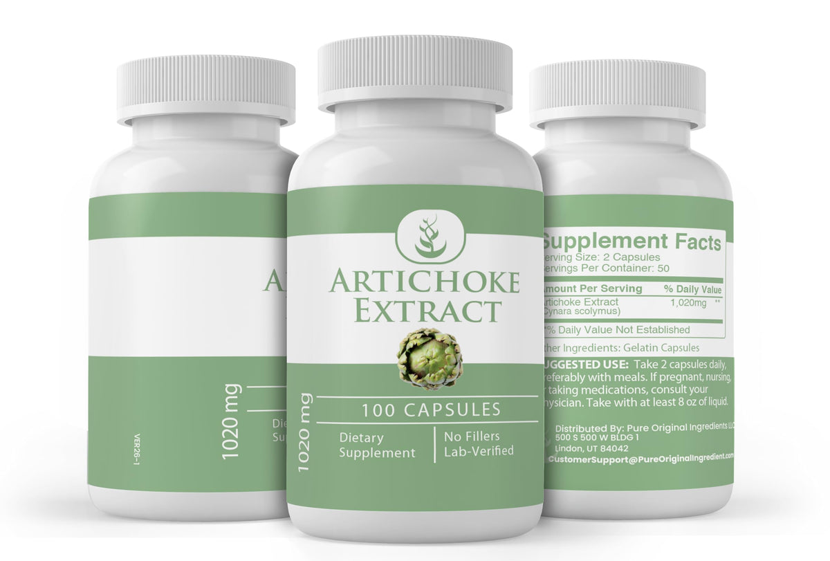 Authentic 100 capsules of lab verified pure artichoke extract for digestion