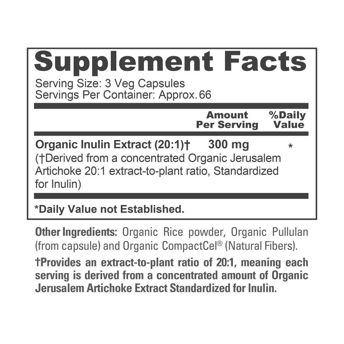 Premium Jerusalem artichoke prebiotic fiber capsules by NusaPure showing USDA organic seal