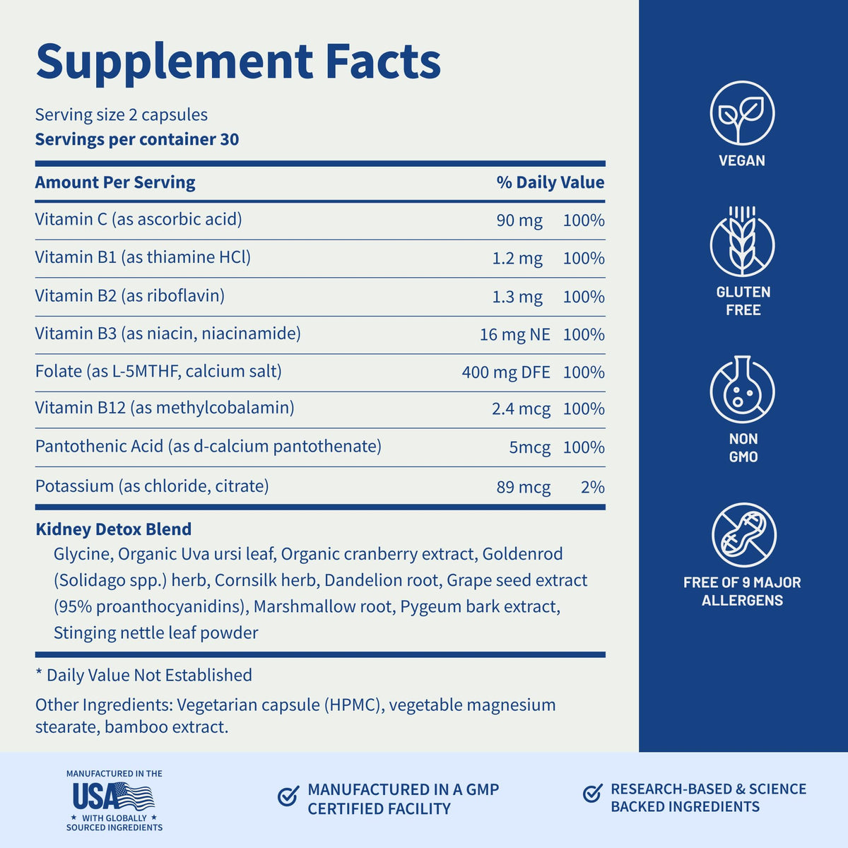 Snap Supplements Kidney Health Support imported USA supplement