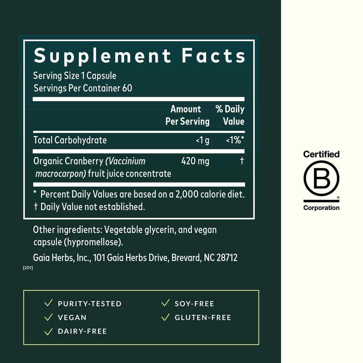 Authentic USA imported Gaia Herbs cranberry supplement for women health support