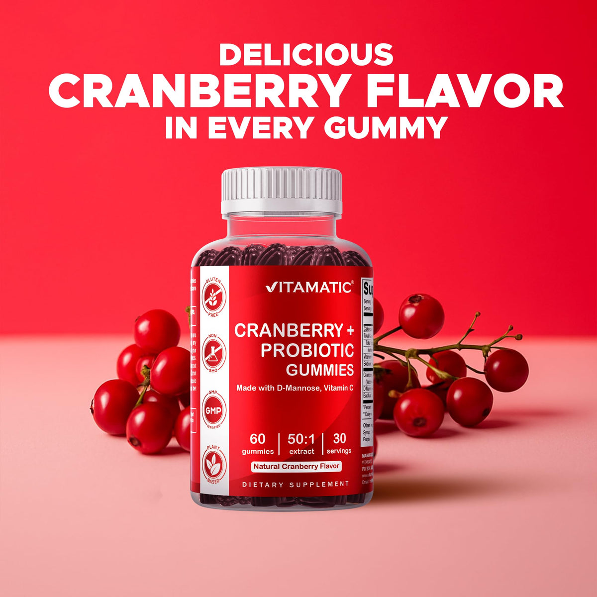 Vitamatic Cranberry D Mannose Probiotics Pack Of Two Bottles