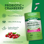 Nature's Truth Women's Probiotic With Cranberry Ingredients Display