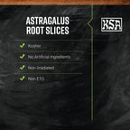 Frontier Co-op sliced astragalus root nutrition facts and supplement label view
