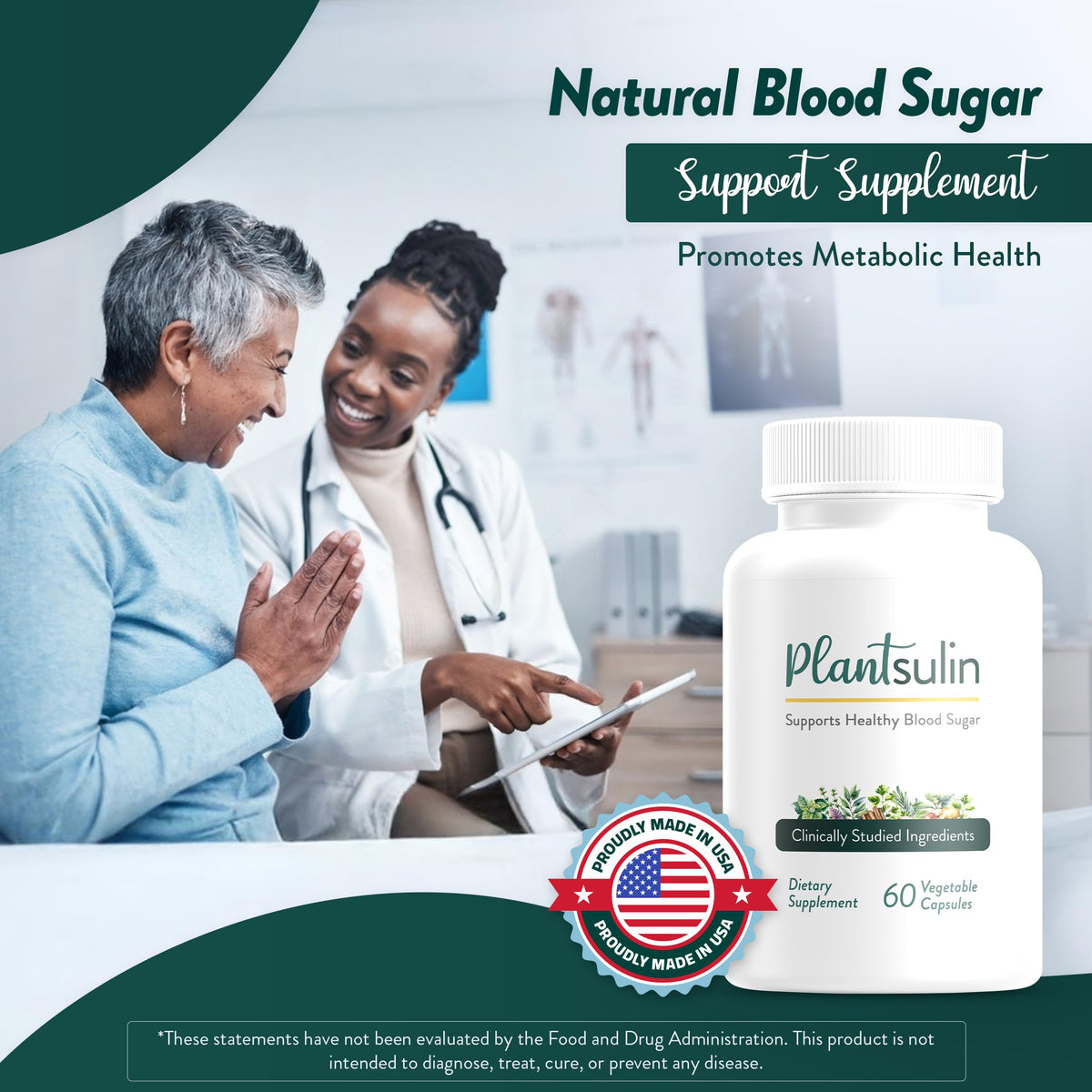 Plantsulin glucose metabolism and liver support supplement packaging details