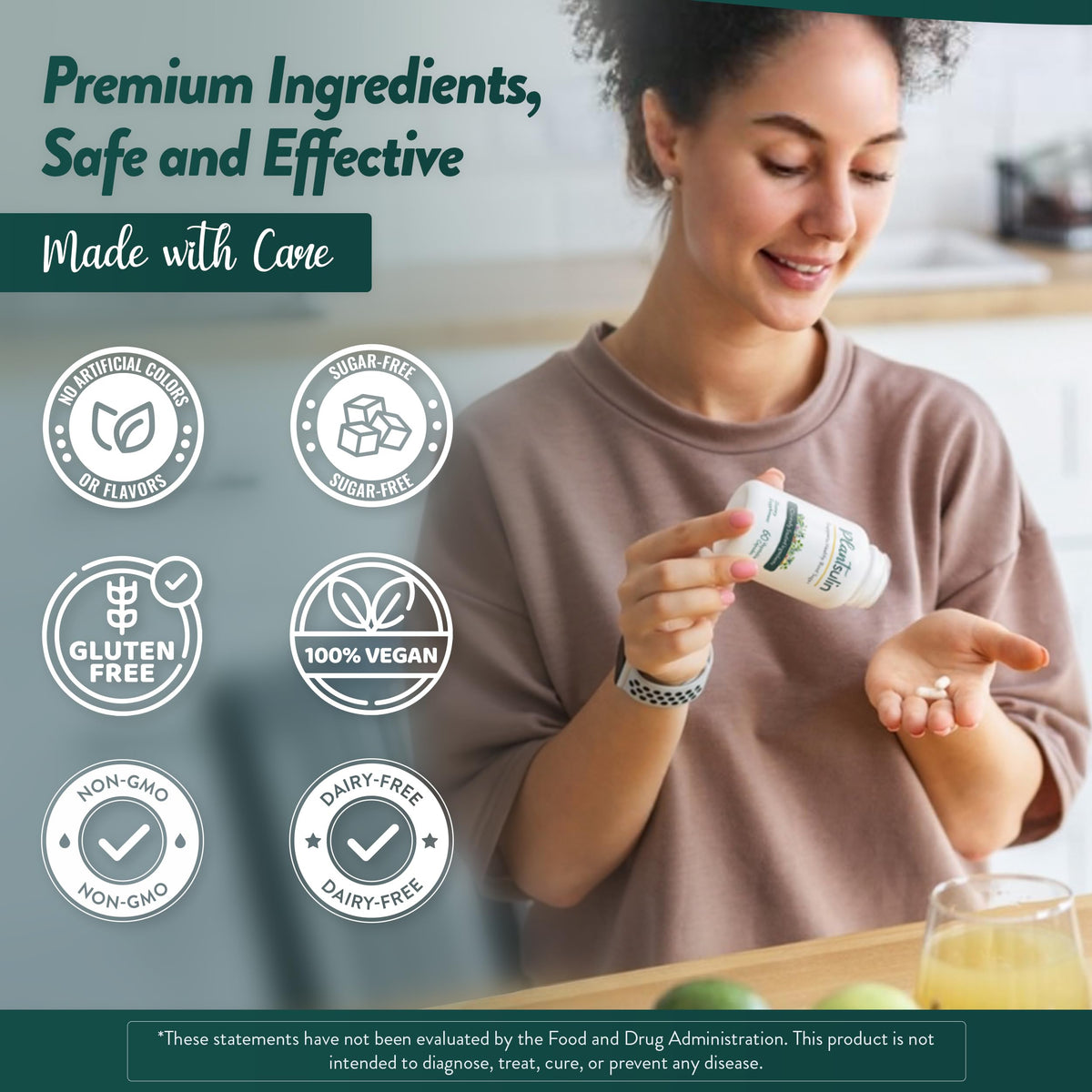 Plantsulin daily vegetable capsules premium imported health supplement product layout