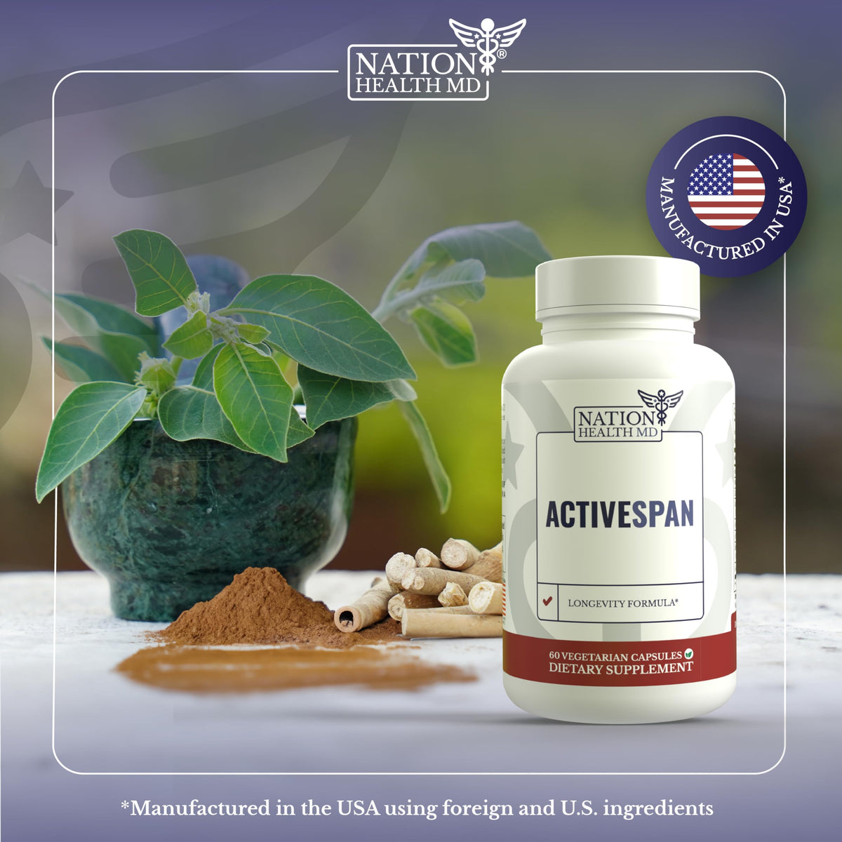 Full packaging view of Nation Health MD ActiveSpan showing standard 30-day supply usage instructions