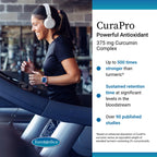 Side view of EuroMedica CuraPro 375mg supplement bottle