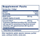 Sixty count bottle of Life Extension black cumin and turmeric softgels