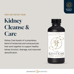 Quicksilver Scientific Kidney Care premium dark glass bottle highlighting key ingredients including Astragaloside IV and Zhu Ling extract.