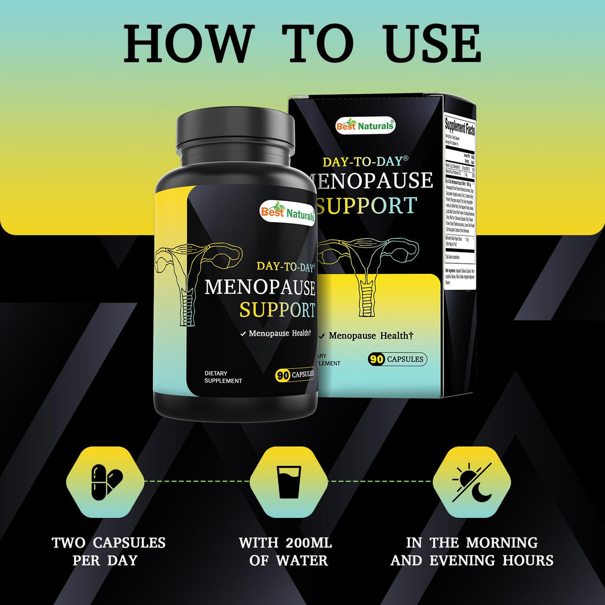USA imported Best Naturals menopause support vegetarian capsules packaging details