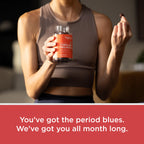 Allergen free vegan period relief supplements for women showing the mixed berry gummy texture.