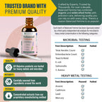 Side profile of Rejuvica Health Advanced Female Balance bottle highlighting the cold extraction alcohol free label details.