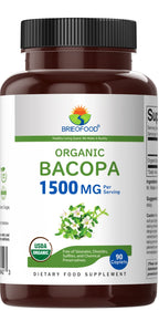 Brieofood USDA Organic Brahmi dietary supplement tablets label details