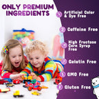 Nature's Nutrition kids vitamin jar with vegan and non-GMO badges